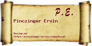 Pinczinger Ervin névjegykártya